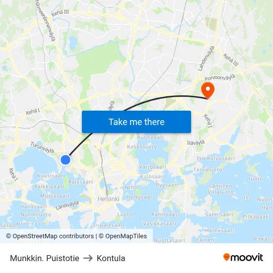 Munkkin. Puistotie to Kontula map