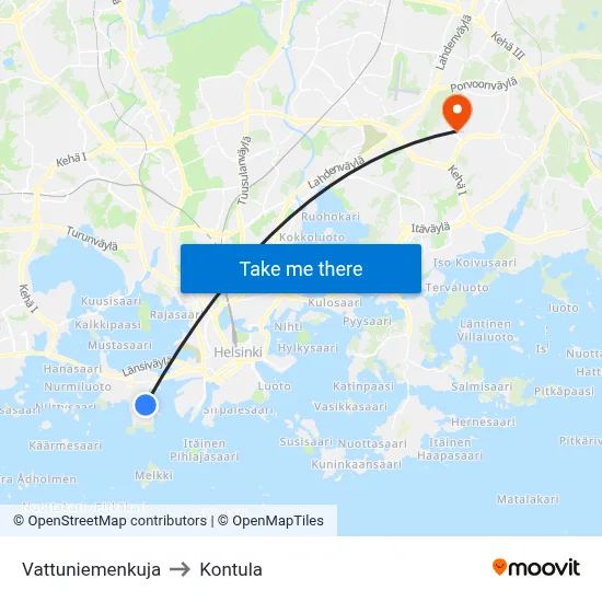 Vattuniemi Alley to Kontula map