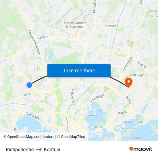 Ristipellontie to Kontula map