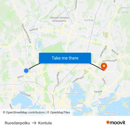 Ruosilanpolku to Kontula map