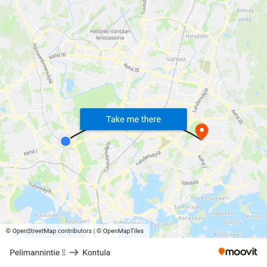 Pelimannintie 🛍️ to Kontula map