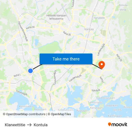 Clarinet Road to Kontula map