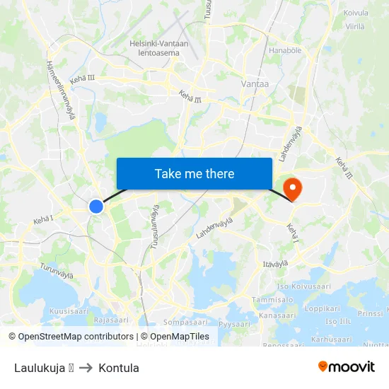 Laulukuja 🛍️ to Kontula map