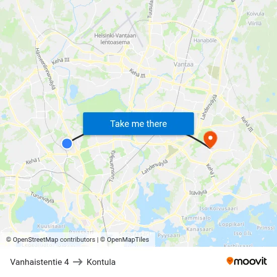 Vanhainen Road 4 to Kontula map