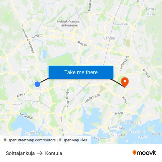 Soittaja Alley to Kontula map