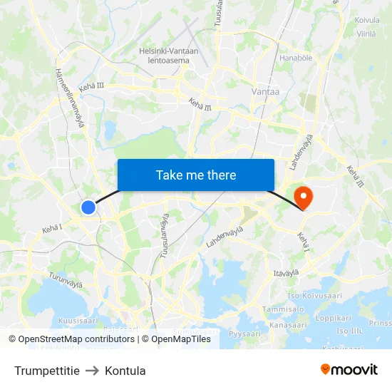 Trumpet Road to Kontula map