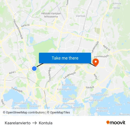 Kaarelanvierto to Kontula map