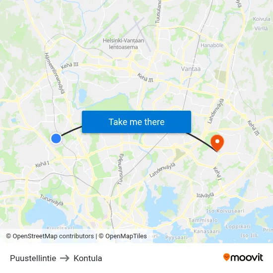 Puustellintie to Kontula map