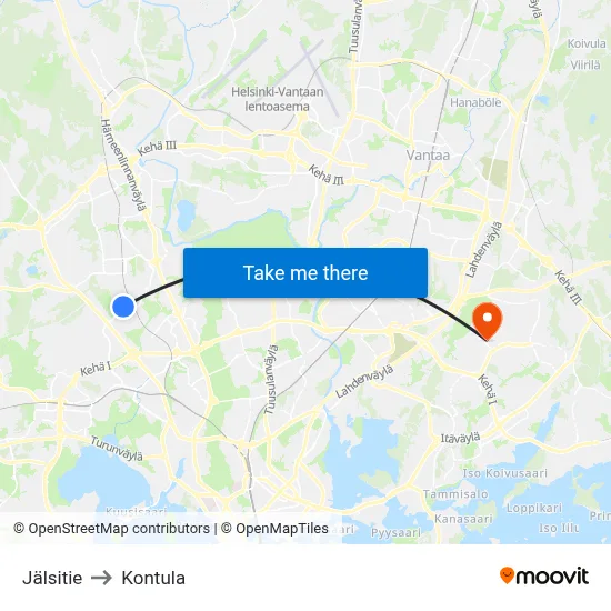 Jälsi Road to Kontula map