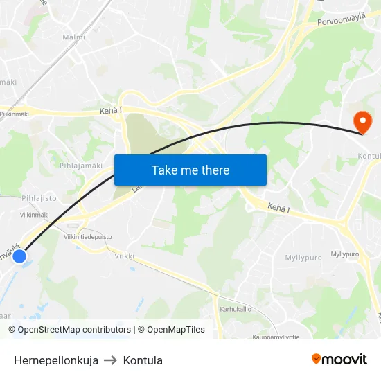Hernepellonkuja to Kontula map