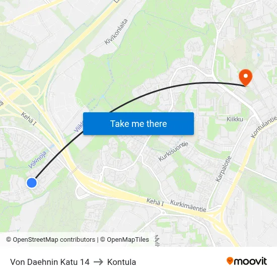 Von Daehn Street 14 to Kontula map