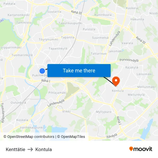 Kenttätie to Kontula map