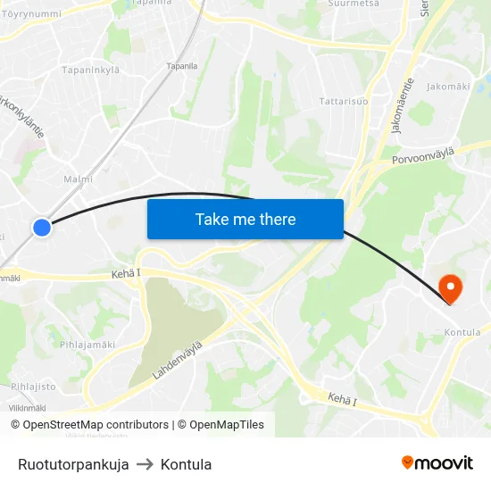 Militia Cottage Lane to Kontula map