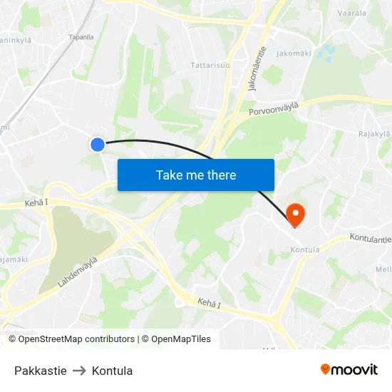 Pakkastie Road to Kontula map