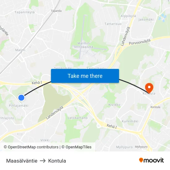 Maasälväntie to Kontula map