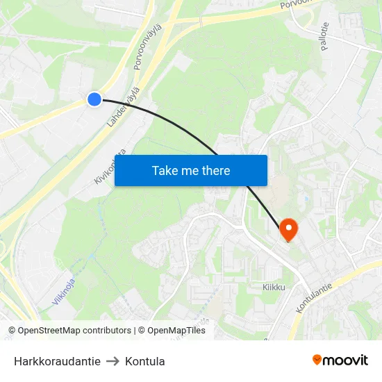 Iron Works Road to Kontula map