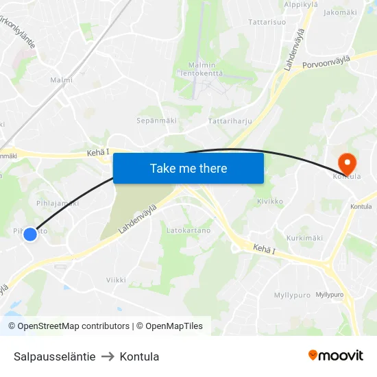 Salpausseläntie to Kontula map