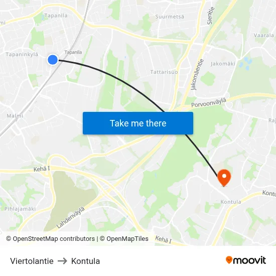 Viertola Road to Kontula map