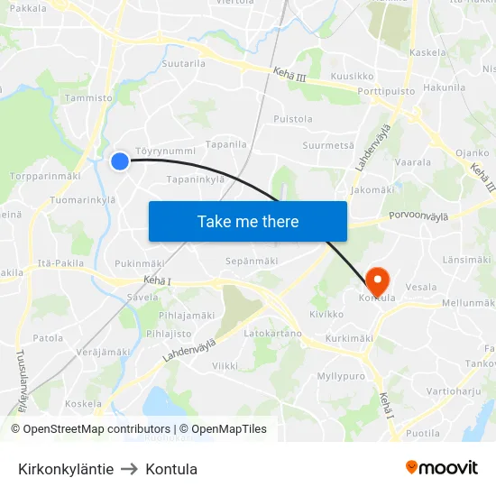 Kirkonkyläntie to Kontula map