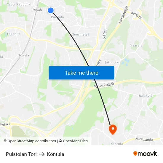 Puistola Square to Kontula map
