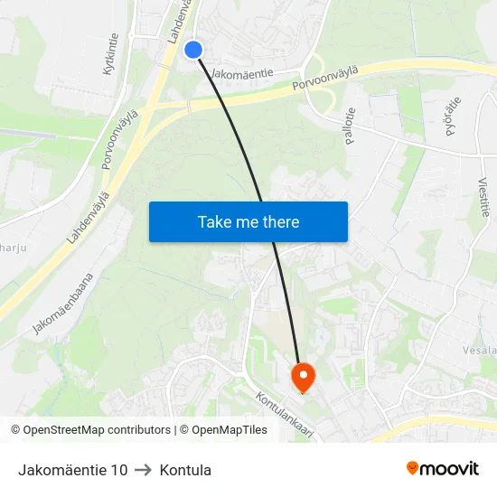 Jakomäentie 10 to Kontula map