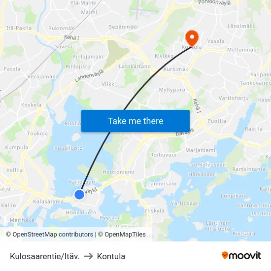 Kulosaarentie/Itäv. to Kontula map
