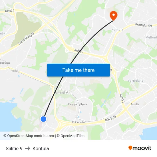 Siilitie 9 to Kontula map