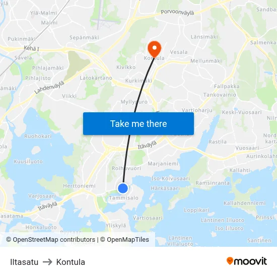 Iltasatu to Kontula map