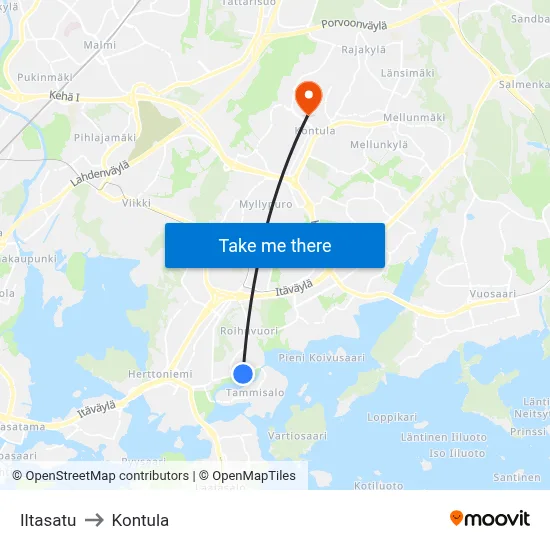 Evening Story to Kontula map