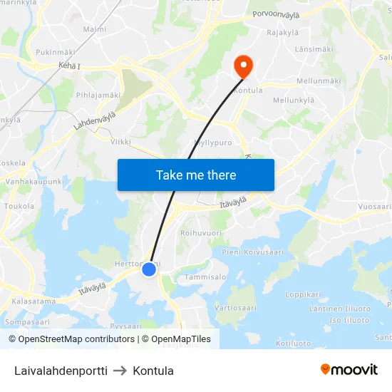 Laivalahti Gate to Kontula map