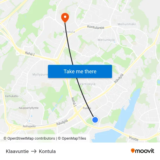 Klaavu Road to Kontula map