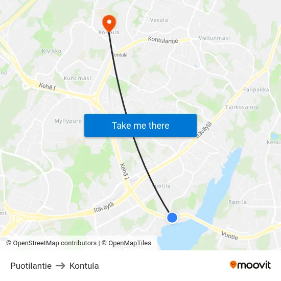 Puotilantie to Kontula map