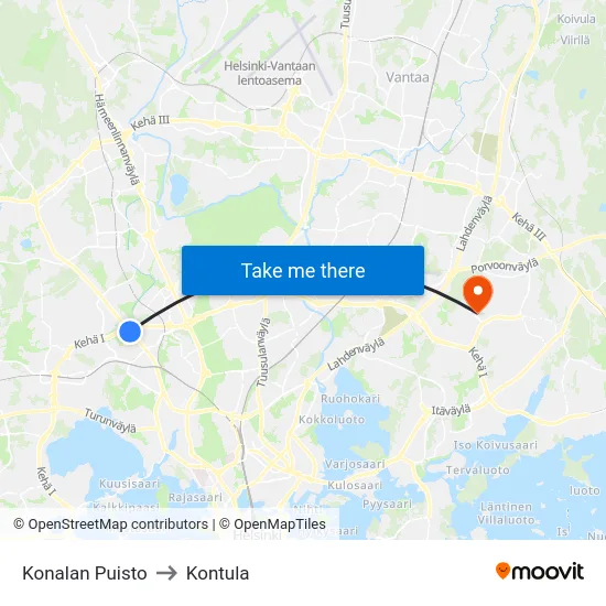 Konalan Puisto to Kontula map