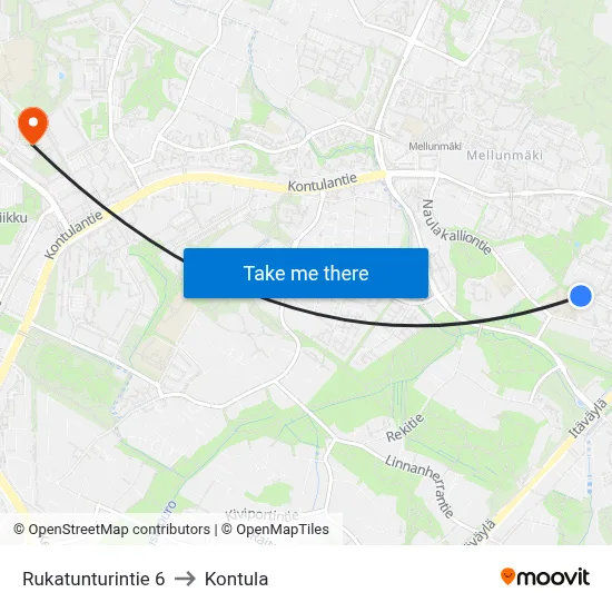 Rukatunturi Road 6 to Kontula map