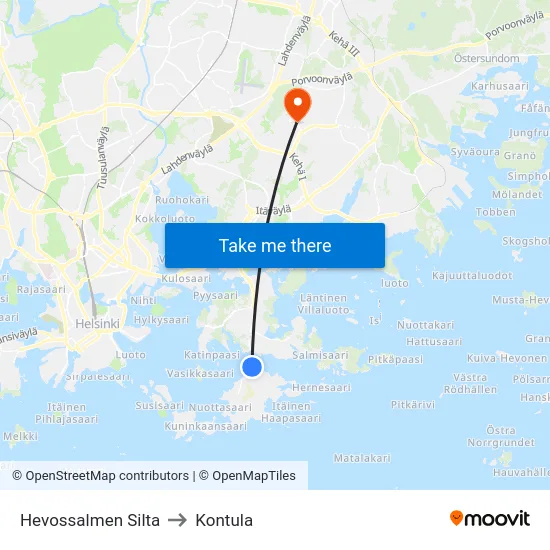 Hevossalmen Silta to Kontula map