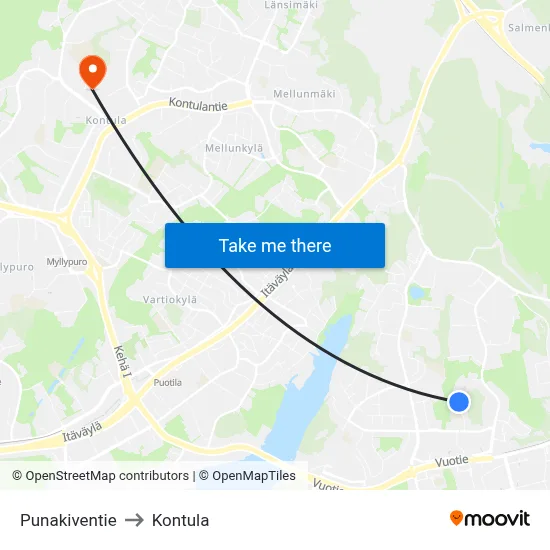 Red Stone Road to Kontula map