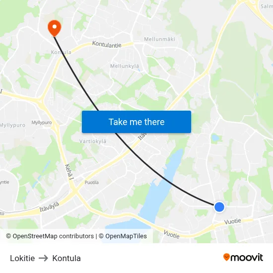 Loki Road to Kontula map