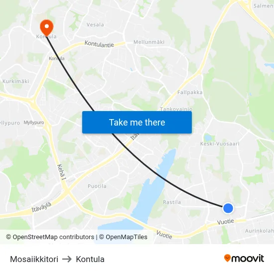 Mosaic Square to Kontula map