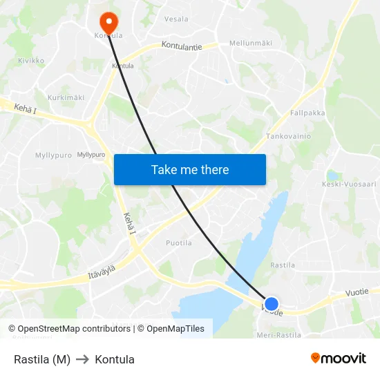Rastila (M) to Kontula map