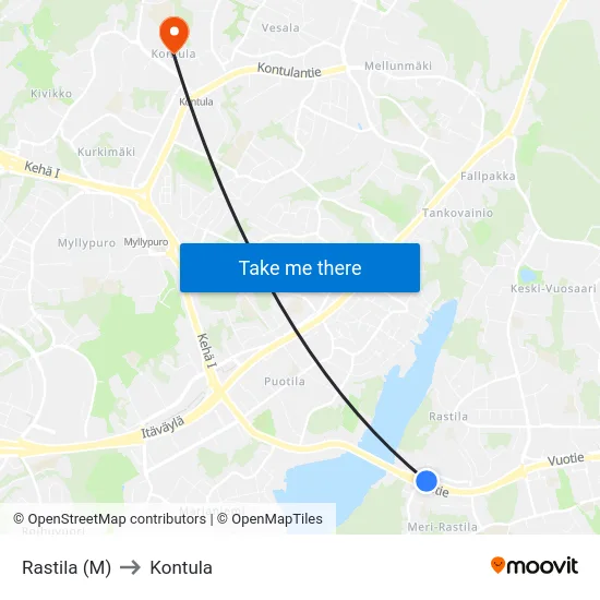 Rastila (M) to Kontula map