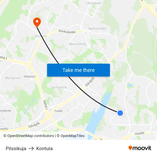 Bilge Alley to Kontula map