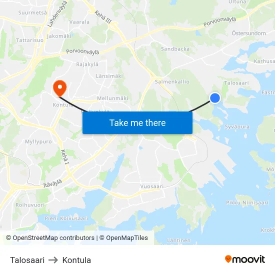 House Island to Kontula map
