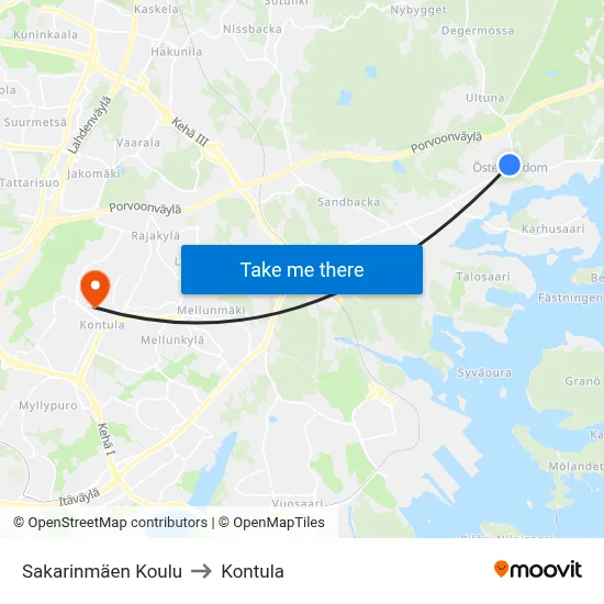 Sakarinmaki School to Kontula map