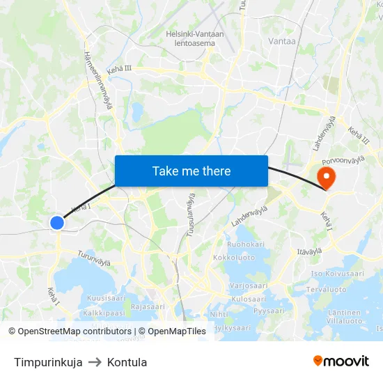 Timpurinkuja to Kontula map