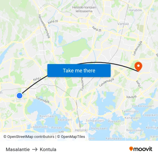 Masala Road to Kontula map