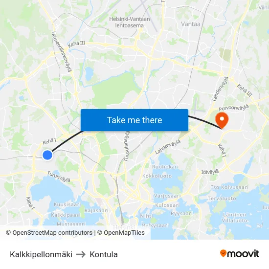 Kalkkipellonmäki to Kontula map
