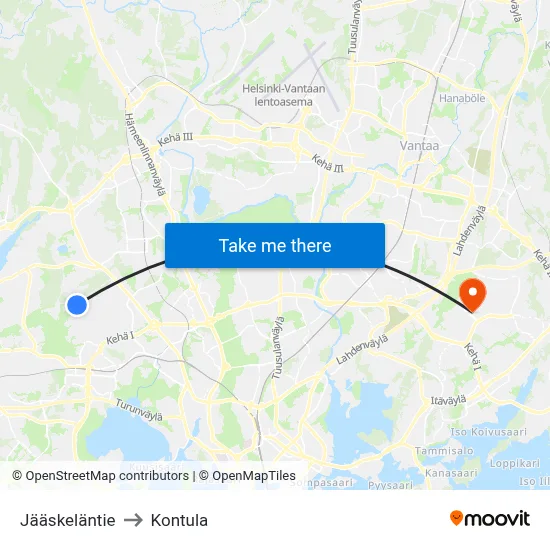 Jääskeläntie to Kontula map