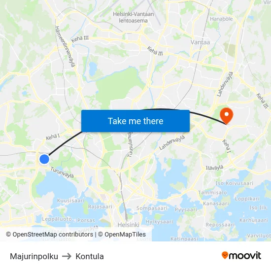 Major's Path to Kontula map