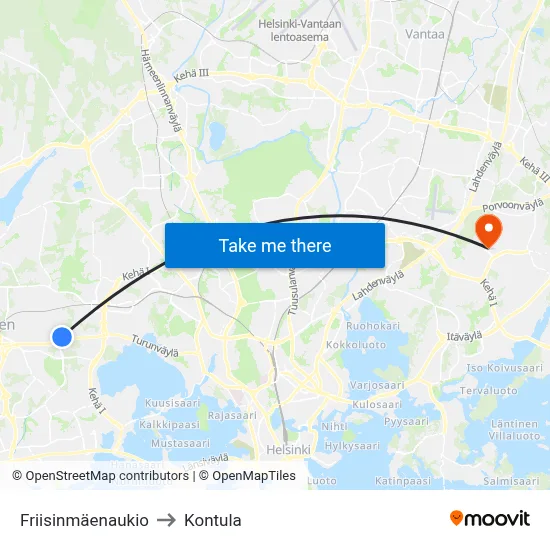 Friisinmäenaukio to Kontula map