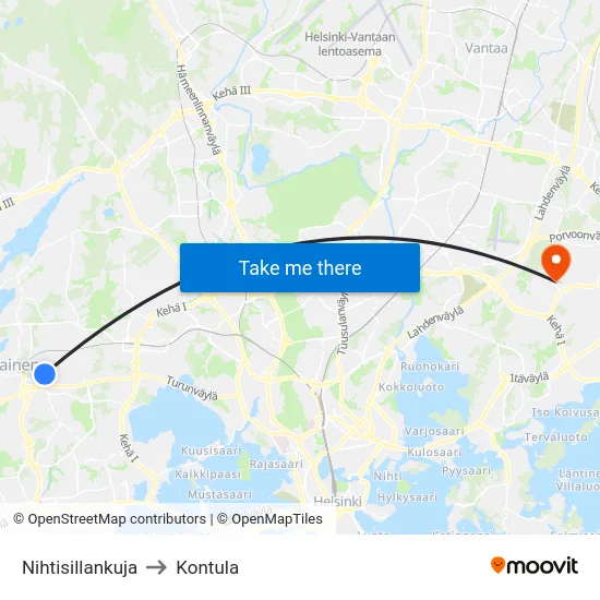 Nihtisillankuja to Kontula map